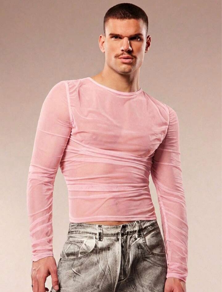 Men's Solid Color Round Neck Slim Fit Casual Daily Wear Sleeve T-Shirt